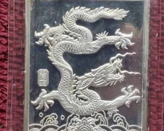 1 Troy Oz Silver Bar Dragon