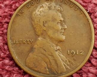 1912-S Lincoln Cent Full Wheat Lines Jaw Line