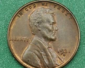 1931-S Lincoln Cent KEY Mint Luster