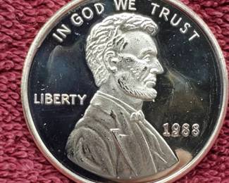 1 Troy Oz Silver Round 1988 Cent