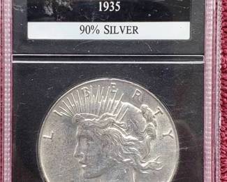 1935-S Silver Peace Dollar Unc.