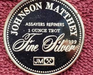 1 Troy Oz Silver Round Johnson Mathey