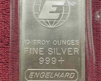 10 Troy Oz .999 Silver Bar Engelhard in Original Pkg
