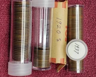 Lincoln Cents 1 Roll of 1920's, 1 Roll of 1937-P, 16 Cents from Teens and 30+ Memorial
