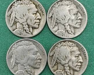 1926-D & S and 1927-D & S Buffalo Nickels Full Dates KEY