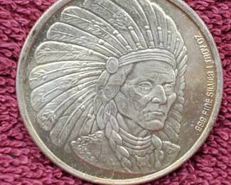 1 Troy Oz Silver Round Indian Chief