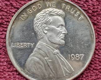 1 Troy Oz Silver Round 1987 Cent