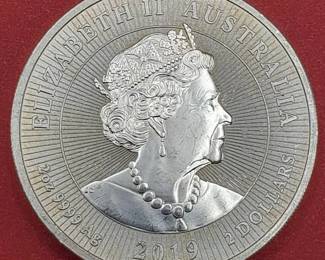2 Troy Oz .9999 Silver 2019 Crocodile Round