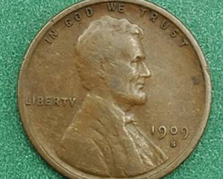 1909-S Lincoln Cent KEY 95% Wheat Lines