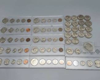 $20.71 Face Value in Modern Coin Sets in Holders, Kennedy Halves & Ike Dollar