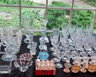 cut glass, amber glass