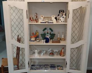 painted pie safe, dog figures, farm house
