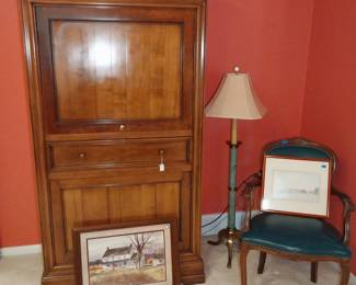 armoire, side chair