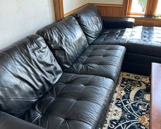 Black leather couch L shaped