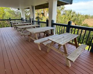 Approximately 10 picnic tables
A perfect size about 4.5/5 ft across
Patina/weathered condition $75 each
Need to be sanded and sealed if not under cover