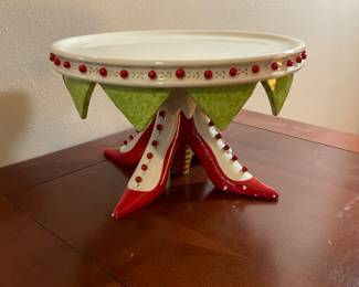 Department 56 Bright Red Shoe Cake Plate