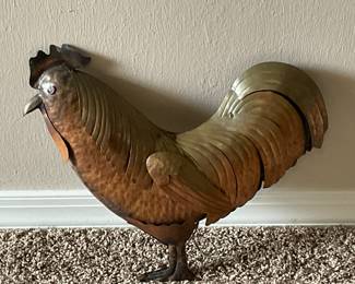 Decorative Copper Metal Rooster Sculpture