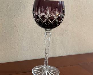 Hungarian Cut to Clear Amethyst Crystal Wine Glasses