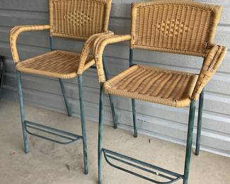 Two Wicker Bar Stools