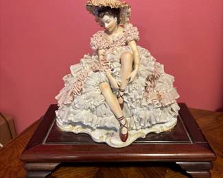 Elegant Porcelain and Lace Lady Figurine