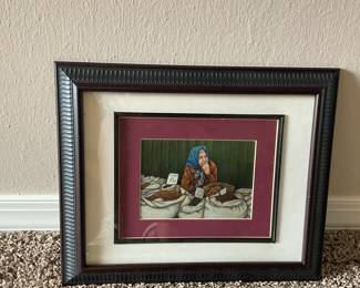 Framed Vintage Market Scene Artwork