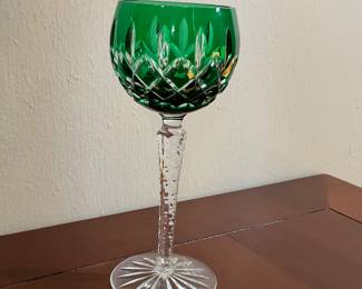 Hungarian Green Cut to Clear Crystal Stemware