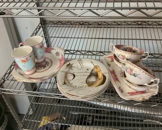 Vintage Fine China Tea Set with Serving Dishes