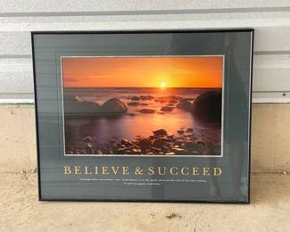 Belief & Succeed Framed Print, Inspirational Wall decor