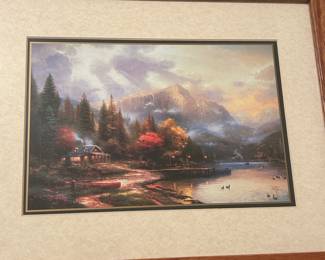 Thomas Kinkade, one of several framed prints, with COA
