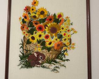 Adorable crewel floral bunny
