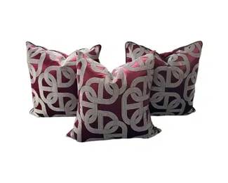 Hermes Fabric Circuit 24 Burgundy Pillows, Set of 3