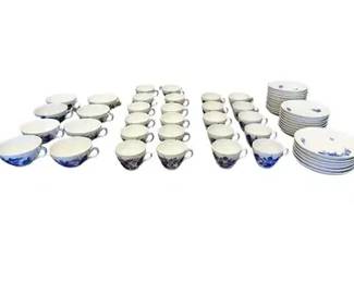 Royal Copenhagen Blue Flower Braided Coffee and Tea Cups with Saucers