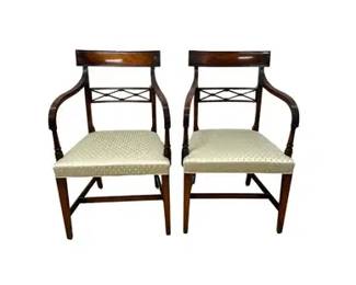 Regency Armchairs with Carved Floral Motif, Pair