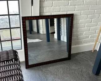 Square Textured Brown Mirror