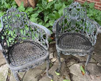 Wrought iron pair of chairs 795.