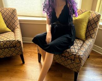 SHOE, WIG & MANNEQUIN ARE FOR SALE. SHE HAS 2 ARMS