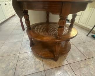 Really pretty three tier wood and glass round table