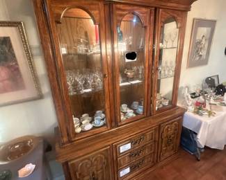 Wonderful two piece lighted China/curio cabinet
