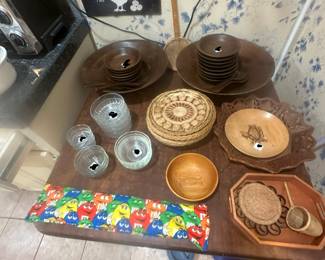 Two beautiful wood salad bowls sets