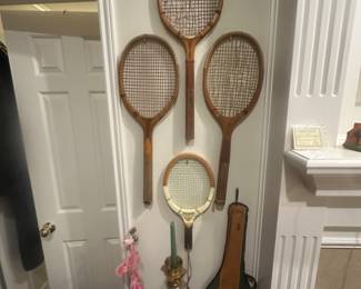 Vintage wooden tennis rackets