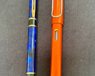 Fountain pens: Waterman (L) and Lamy (R)