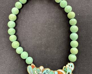 Signed cloisonné necklace