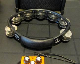 Boss DS-1 distortion pedal and LP tambourine