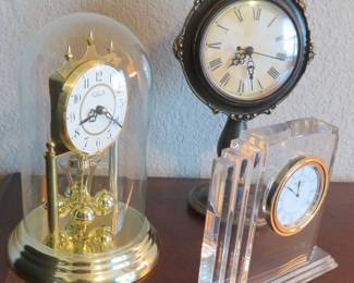 Clock collection - crystal clock is Waterford