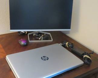 HP laptop, monitor
