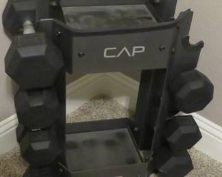 CAP dumbbells and rack