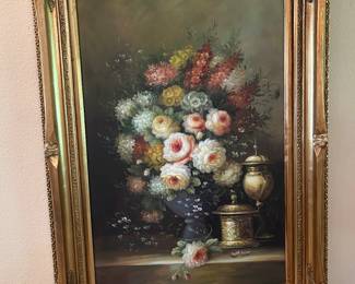 Lovely large floral oil, painting