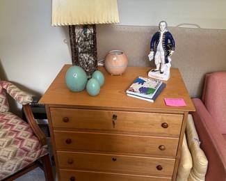 Pine file cabinet with key