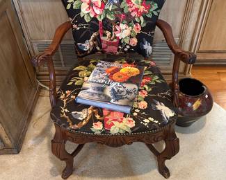 Lovely , antique floral fabric armchair