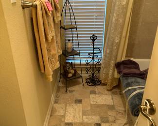 Towels, bathroom, rugs and shelving